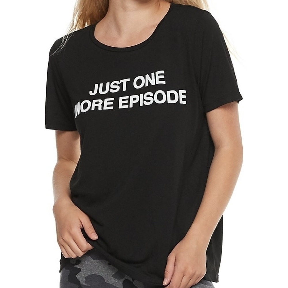 Mighty Fine Just One More Episode t-shirt Black heather XL